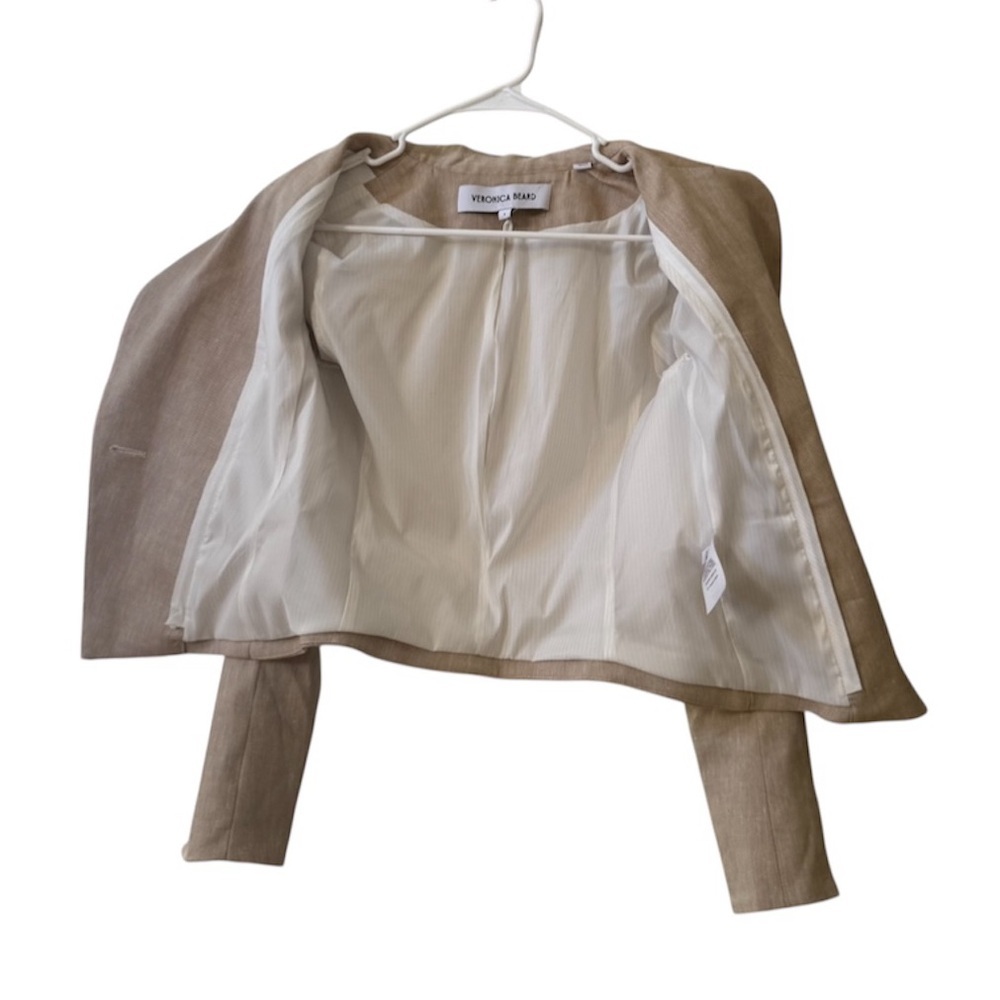 VERONICA BEARD Hosanna Linen Dickey Jacket in Khaki Melange Sz 2 - Picture 7 of 11